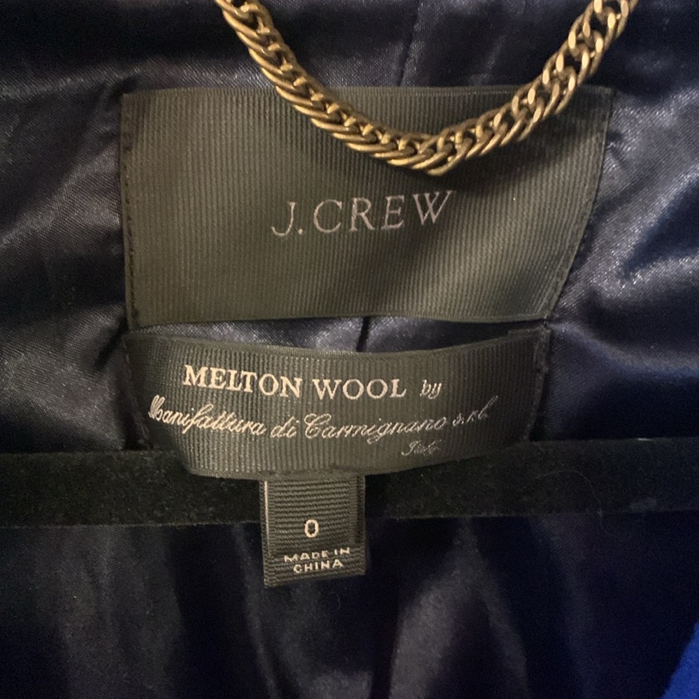 J. Crew Melton Wool Blue Belted Coat - Picture 2 of 6
